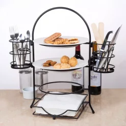 Brand new 👏 Creative Home 3-Tier Black Buffet Caddy Serving Rack With 2-Detachable Napkin Flatware Holders 😀 -Serveware Store Online unnamed file 1590