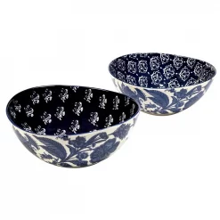 Best Sale 🔥 Certified International Blue Indigo 2-Piece Blue Oval Bowl Set 🤩