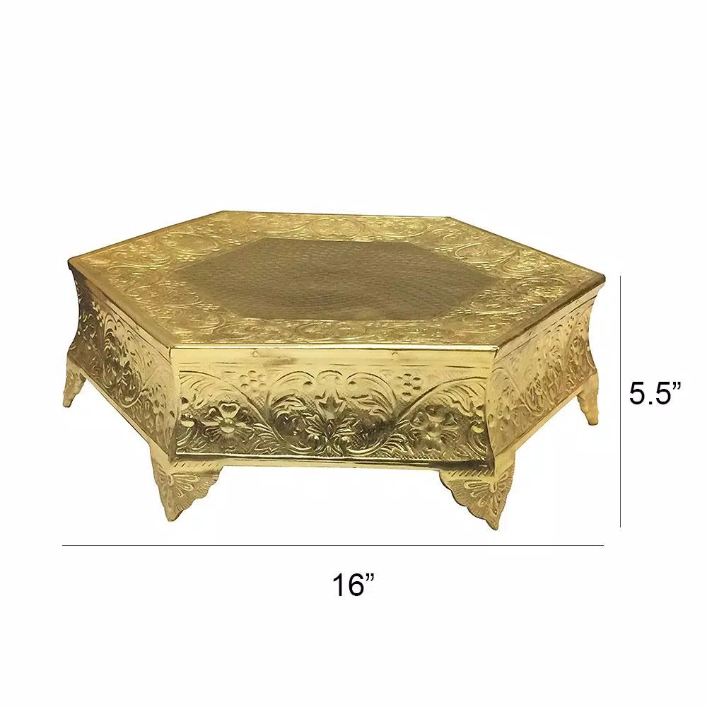 Wholesale 💯 Benzara Hexagonal 16 In. Gold Metal Wedding Cake Stand 🛒 8 Wholesale 💯 Benzara Hexagonal 16 In. Gold Metal Wedding Cake Stand 🛒 - Image 6