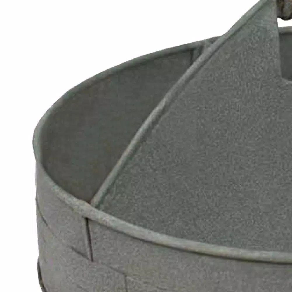 Hot Sale 😀 Benzara Galvanized Divided Gray Serving Tray With Wood Handle 🔥 4 Hot Sale 😀 Benzara Galvanized Divided Gray Serving Tray With Wood Handle 🔥 - Image 2