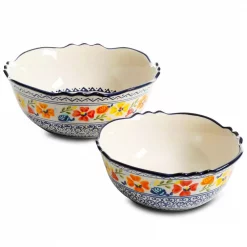 Deals 😉 Gibson Home Luxembourg 8 In. And 10 In. 32 Fl. Oz. And 64 Fl. Oz. Multicolored Stoneware Serving Bowls (Set Of 2) 🎁