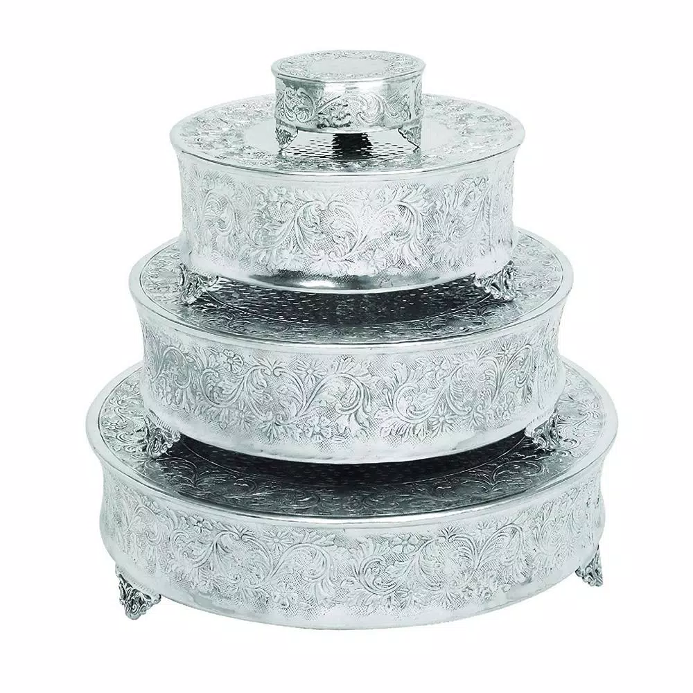Hot Sale 💯 Benzara Silver Aluminum Cake Stand 😀 3 Hot Sale 💯 Benzara Silver Aluminum Cake Stand 😀