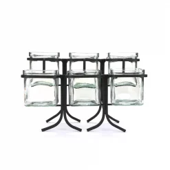 Brand new ❤️ Mind Reader 48 Oz. 6-Compartment Black Metal Condiment Server Jar Stand, Garnish Station For Restaurant, Bars, Removable Jars ⌛