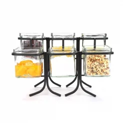 Brand new ❤️ Mind Reader 48 Oz. 6-Compartment Black Metal Condiment Server Jar Stand, Garnish Station For Restaurant, Bars, Removable Jars ⌛ -Serveware Store Online unnamed file 288