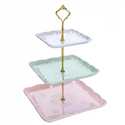 Budget 😀 MALACASA 3-Tiered Assorted Colors Cupcake Tower Stand Square Tiered Dessert Stand Serving Tray 👍