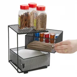 Brand new ❤️ Mind Reader Rotating All Purpose 2 Tier Shelf, Baskets, Drawers With Magnets, Black 🎁 -Serveware Store Online unnamed file 34