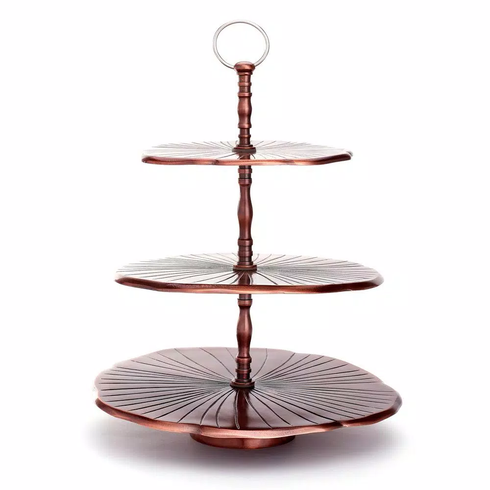 Top 10 ❤️ Old Dutch 3-Tier 17 In. H Antique Copper Aluminum “Lily Pad” Dessert Server ⭐ 3 Top 10 ❤️ Old Dutch 3-Tier 17 In. H Antique Copper Aluminum “Lily Pad” Dessert Server ⭐