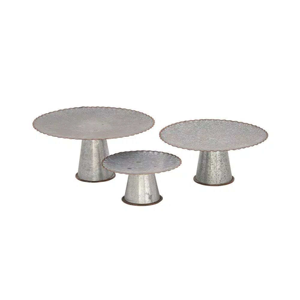 Best deal ✔️ LITTON LANE Round Gray Iron Cake Stands With Copper Scalloped Edges (Set Of 3) 💯 3 Best deal ✔️ LITTON LANE Round Gray Iron Cake Stands With Copper Scalloped Edges (Set Of 3) 💯