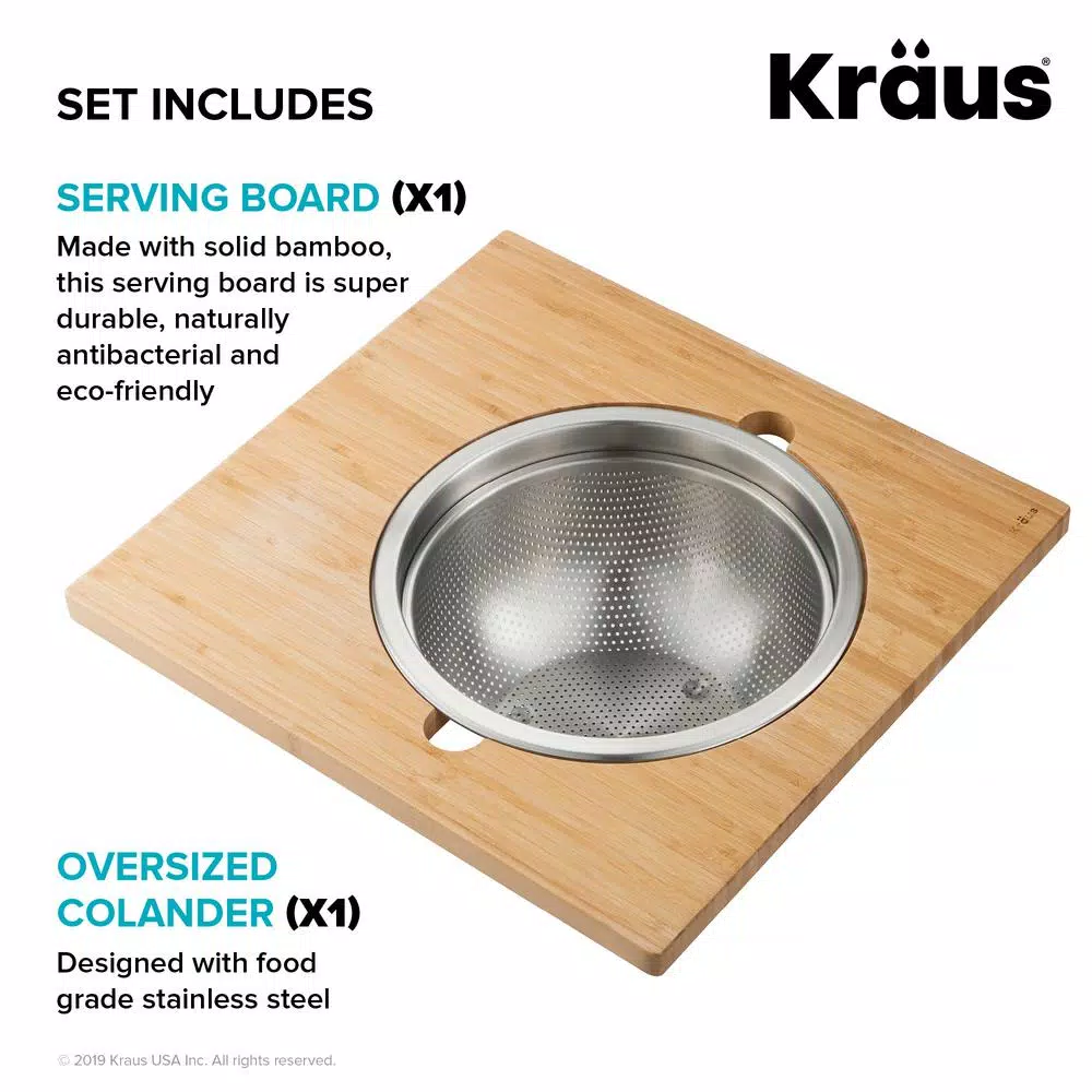 Buy ๐ KRAUS 16.75 In. Workstation Kitchen Sink Serving Board Set With Stainless Steel Colander ๐ 6 Buy ๐ KRAUS 16.75 In. Workstation Kitchen Sink Serving Board Set With Stainless Steel Colander ๐ - Image 4