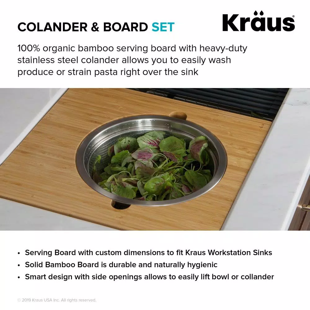 Buy ๐ KRAUS 16.75 In. Workstation Kitchen Sink Serving Board Set With Stainless Steel Colander ๐ 11 Buy ๐ KRAUS 16.75 In. Workstation Kitchen Sink Serving Board Set With Stainless Steel Colander ๐ - Image 9