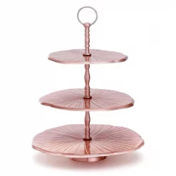 Wholesale ⭐ Old Dutch 3-Tier 17 In. H Rose Gold Aluminum “Lily Pad” Dessert Server 👏