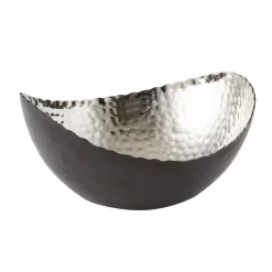New ✔️ Elegance 7.25 In. By 6.5 In. 🔨 Hammered Eclipse Oval Bowl In Black And Silver ⭐