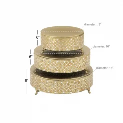 Deals 😉 LITTON LANE Gold Iron And Glass Mosaic Round Cake Stand (Set Of 3) 🔥 -Serveware Store Online unnamed file 546