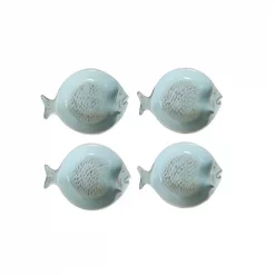 Best Pirce 😀 3R Studios 5.75 In. 4-Piece Aqua Fish Shaped Dish Set 👍