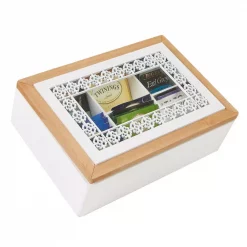 New ⭐ Mind Reader Brown Tea Box Storage Holder With Glass Window Wood Pattern ⌛ -Serveware Store Online unnamed file 607
