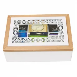New ⭐ Mind Reader Brown Tea Box Storage Holder With Glass Window Wood Pattern ⌛ -Serveware Store Online unnamed file 608