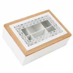 New ⭐ Mind Reader Brown Tea Box Storage Holder With Glass Window Wood Pattern ⌛ -Serveware Store Online unnamed file 609