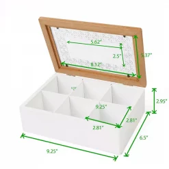New ⭐ Mind Reader Brown Tea Box Storage Holder With Glass Window Wood Pattern ⌛ -Serveware Store Online unnamed file 610