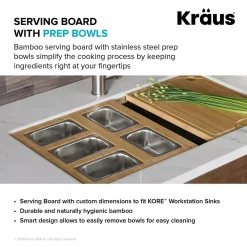 Best Pirce 🔥 KRAUS 16.75 In. Workstation Kitchen Sink Composite Serving Board Set With Rectangular Stainless Steel Bowls 🧨 -Serveware Store Online unnamed file 631