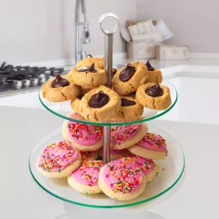 New 💯 Chef Buddy 2-Tier Round Glass Buffet And Dessert Stand 🎁 -Serveware Store Online unnamed file 666