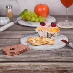 Hot Sale 🥰 Creative Home Natural Marble 12-1/8 In. X 8 In. X 1/2 In. H White Cheese Serving Paddle Board With Stainless Steel Copper Trim Handle 🎁 -Serveware Store Online unnamed file 672