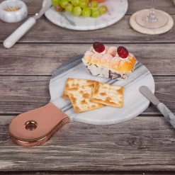 Hot Sale 🥰 Creative Home Natural Marble 12-1/8 In. X 8 In. X 1/2 In. H White Cheese Serving Paddle Board With Stainless Steel Copper Trim Handle 🎁 -Serveware Store Online unnamed file 674
