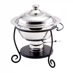 Best reviews of 👍 Old Dutch 10 In. X 10-1/2 In. X 12 In. Round 🔨 Hammered Stainless Steel Chafing Dish With Black Iron Stand 1-3/4 Qt. 🌟