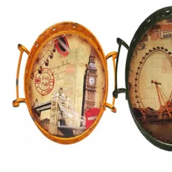 Flash Sale 🔥 Benjara Charming 19 In. D X 4 In. H X 19 In. W Brown Metal Serving Tray With Handle (3-Piece) 🎁 -Serveware Store Online unnamed file 747