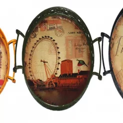 Flash Sale 🔥 Benjara Charming 19 In. D X 4 In. H X 19 In. W Brown Metal Serving Tray With Handle (3-Piece) 🎁 -Serveware Store Online unnamed file 748