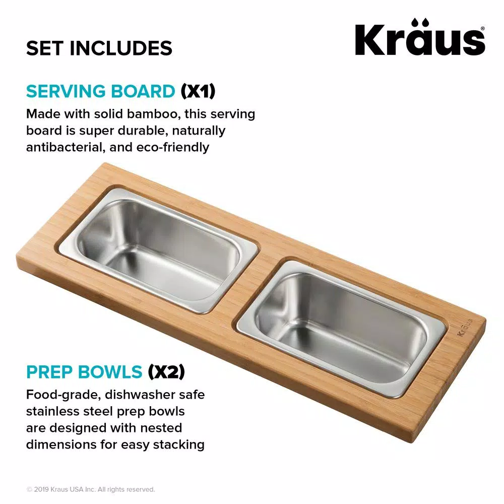 Best deal ❤️ KRAUS 16.75 In. Workstation Kitchen Sink Composite Serving Board Set With Rectangular Stainless Steel Bowls ❤️ 5 Best deal ❤️ KRAUS 16.75 In. Workstation Kitchen Sink Composite Serving Board Set With Rectangular Stainless Steel Bowls ❤️ - Image 3