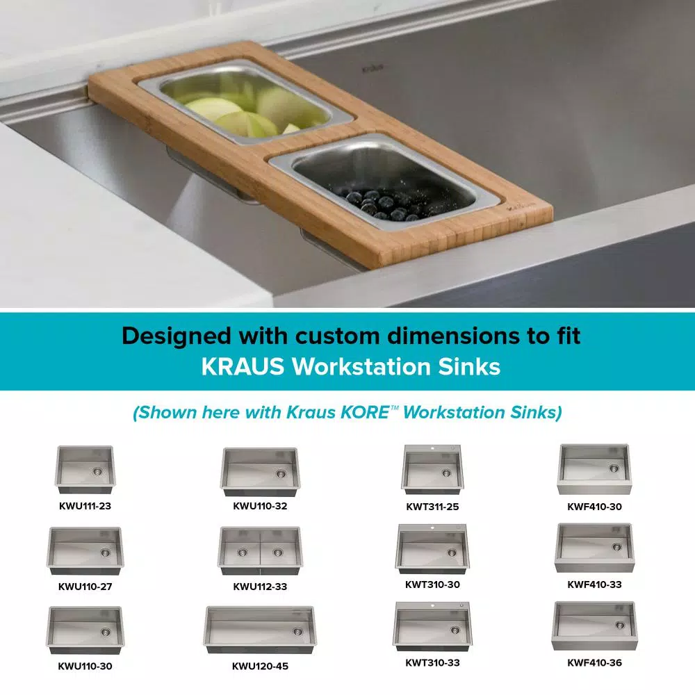 Best deal ❤️ KRAUS 16.75 In. Workstation Kitchen Sink Composite Serving Board Set With Rectangular Stainless Steel Bowls ❤️ 6 Best deal ❤️ KRAUS 16.75 In. Workstation Kitchen Sink Composite Serving Board Set With Rectangular Stainless Steel Bowls ❤️ - Image 4
