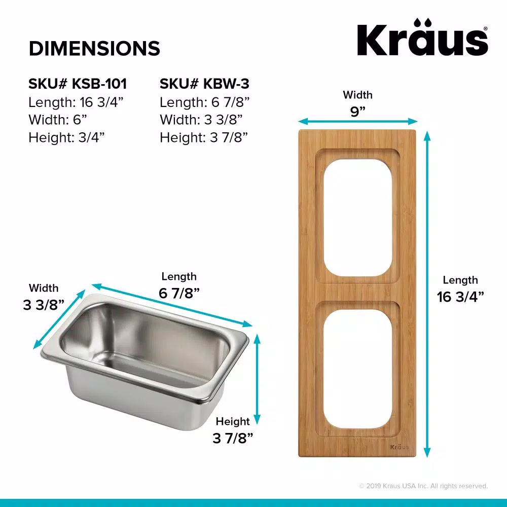 Best deal ❤️ KRAUS 16.75 In. Workstation Kitchen Sink Composite Serving Board Set With Rectangular Stainless Steel Bowls ❤️ 9 Best deal ❤️ KRAUS 16.75 In. Workstation Kitchen Sink Composite Serving Board Set With Rectangular Stainless Steel Bowls ❤️ - Image 7