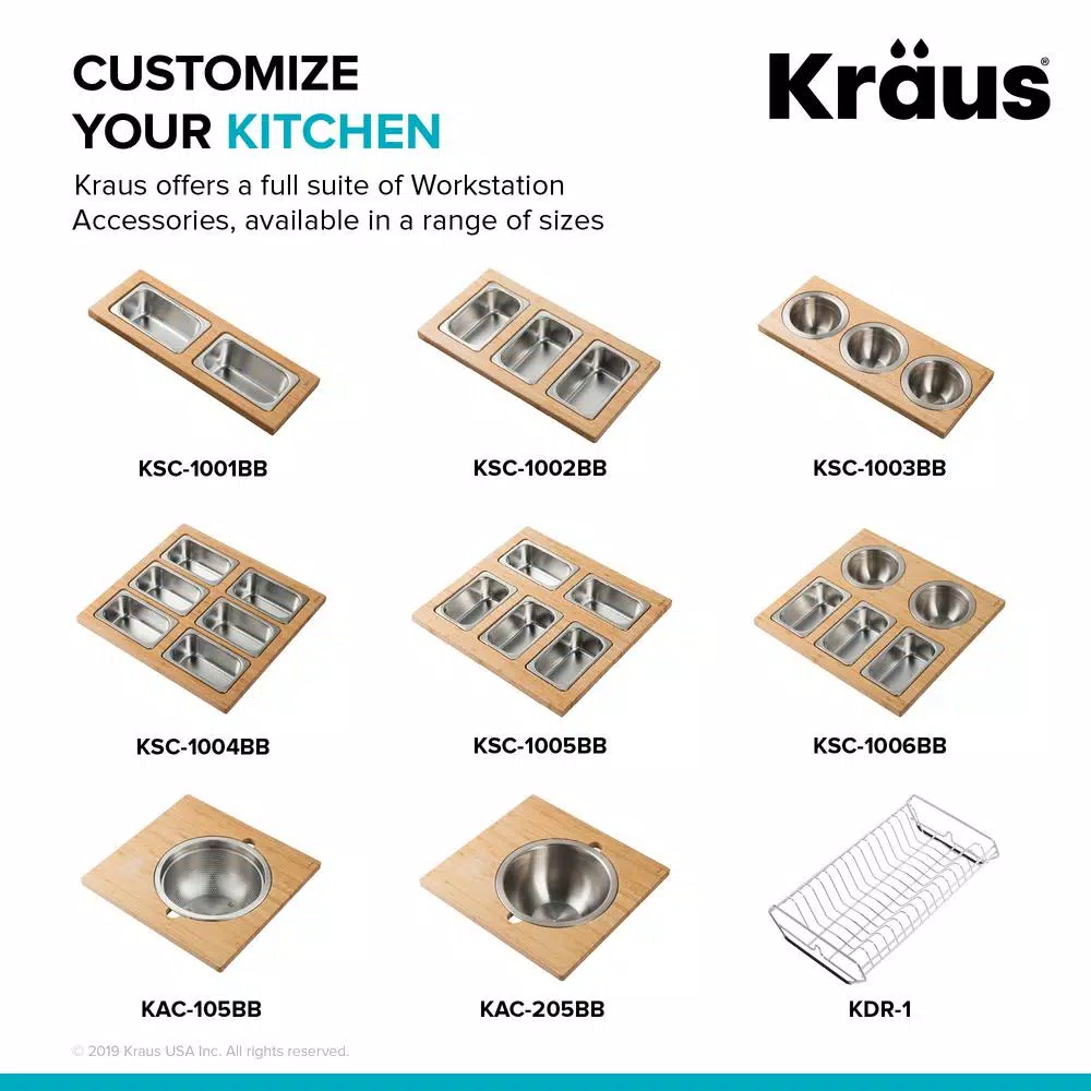 Best deal ❤️ KRAUS 16.75 In. Workstation Kitchen Sink Composite Serving Board Set With Rectangular Stainless Steel Bowls ❤️ 11 Best deal ❤️ KRAUS 16.75 In. Workstation Kitchen Sink Composite Serving Board Set With Rectangular Stainless Steel Bowls ❤️ - Image 9