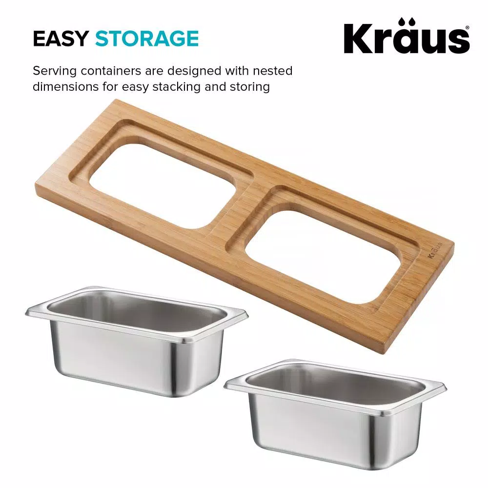 Best deal ❤️ KRAUS 16.75 In. Workstation Kitchen Sink Composite Serving Board Set With Rectangular Stainless Steel Bowls ❤️ 14 Best deal ❤️ KRAUS 16.75 In. Workstation Kitchen Sink Composite Serving Board Set With Rectangular Stainless Steel Bowls ❤️ - Image 12