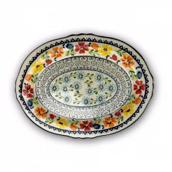 Discount 🎉 GIBSON Elite Luxembourg 14 In. Multicolored Stoneware Oval Platter 💯