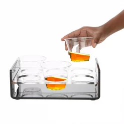 Best deal 👏 Mind Reader Black Acrylic 6 Slot Cup Holder Tray With Cutout Handles 🥰 -Serveware Store Online unnamed file 823