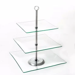 Budget 🥰 Chef Buddy 3-Tier Square Glass Cake Stand ⌛