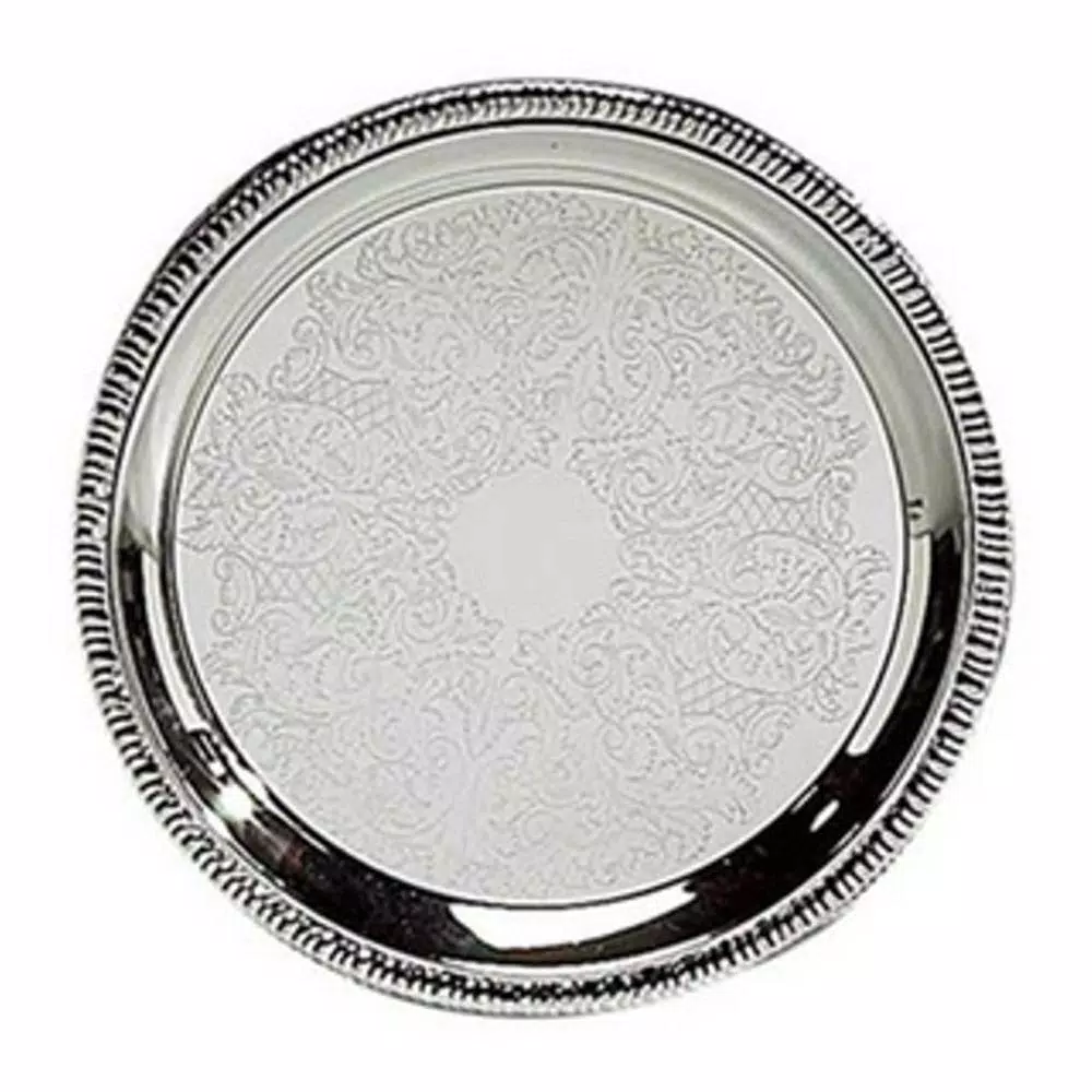 Best Pirce 😍 Heim Concept 12 In. Silver Etched Round Tray 🌟 3 Best Pirce 😍 Heim Concept 12 In. Silver Etched Round Tray 🌟