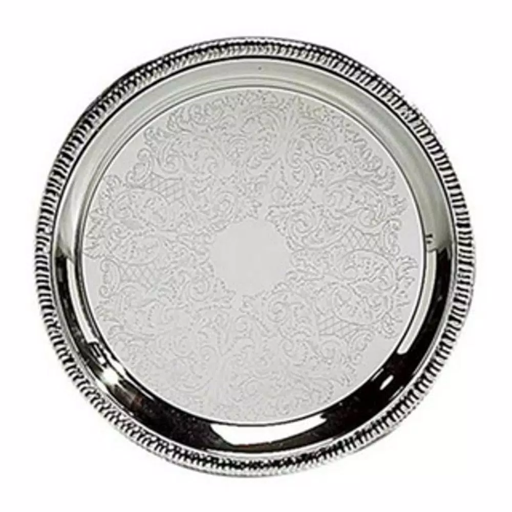 Best Pirce 😍 Heim Concept 12 In. Silver Etched Round Tray 🌟 4 Best Pirce 😍 Heim Concept 12 In. Silver Etched Round Tray 🌟 - Image 2
