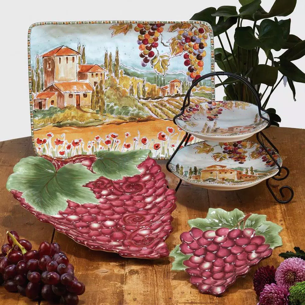 New ⭐ Certified International Multi-Colored 9 In. Tuscan Breeze 2-Tier Server 👍 4 New ⭐ Certified International Multi-Colored 9 In. Tuscan Breeze 2-Tier Server 👍 - Image 2