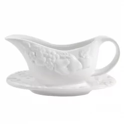 Promo π Gibson Home Fruitful 8 In. White Gravy Boat With Saucer π