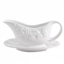 Promo 😍 Gibson Home Fruitful 8 In. White Gravy Boat With Saucer 😀 -Serveware Store Online unnamed file 924