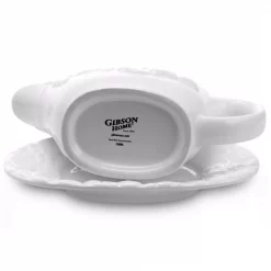 Promo 😍 Gibson Home Fruitful 8 In. White Gravy Boat With Saucer 😀 -Serveware Store Online unnamed file 925