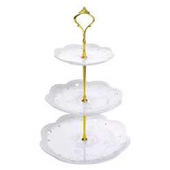 Budget 😍 MALACASA 3-Tiered White Cupcake Tower Stand Porcelain Tiered Serving Stand Round Dessert Stand ✔️
