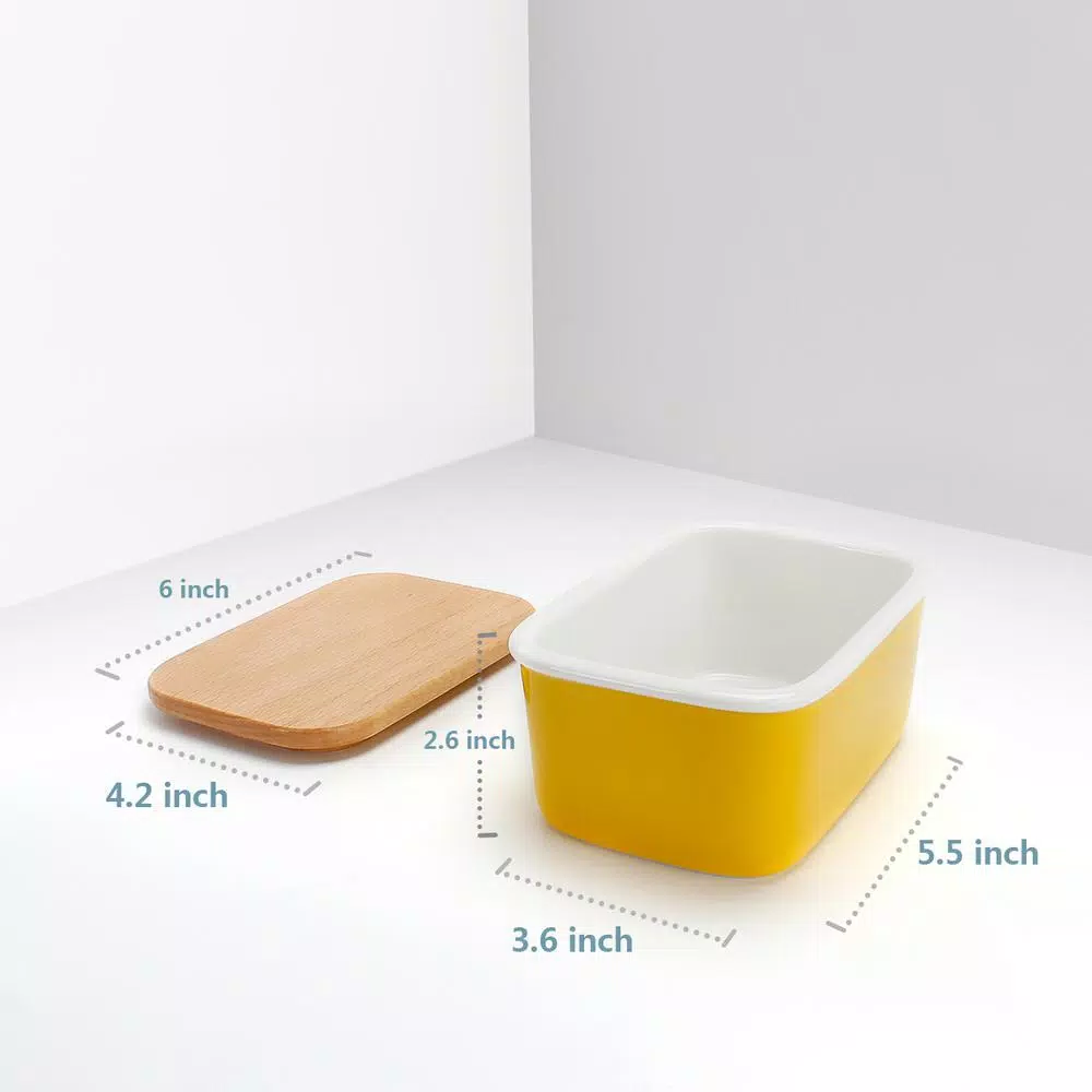 Promo π₯ Sweese Large Butter Dish With Beech Wooden Lid β Yellow, Set Of 1 π 4 Promo π₯ Sweese Large Butter Dish With Beech Wooden Lid β Yellow, Set Of 1 π - Image 2