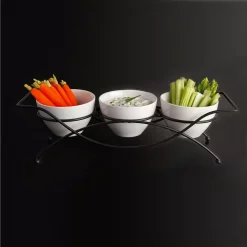 Outlet ✨ GIBSON Elite Splendid Grace White Serving Set With Metal Rack (Set Of 4) ❤️ -Serveware Store Online unnamed file 968