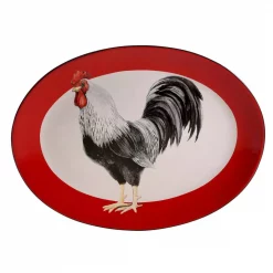 Cheap ✔️ Certified International Homestead Rooster Multi-Colored 16 In. Earthenware Oval Platter ❤️