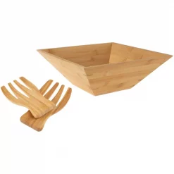 Best reviews of ✨ Classic Cuisine 11 In. Square Bamboo Salad Bowl With Utensils 🌟