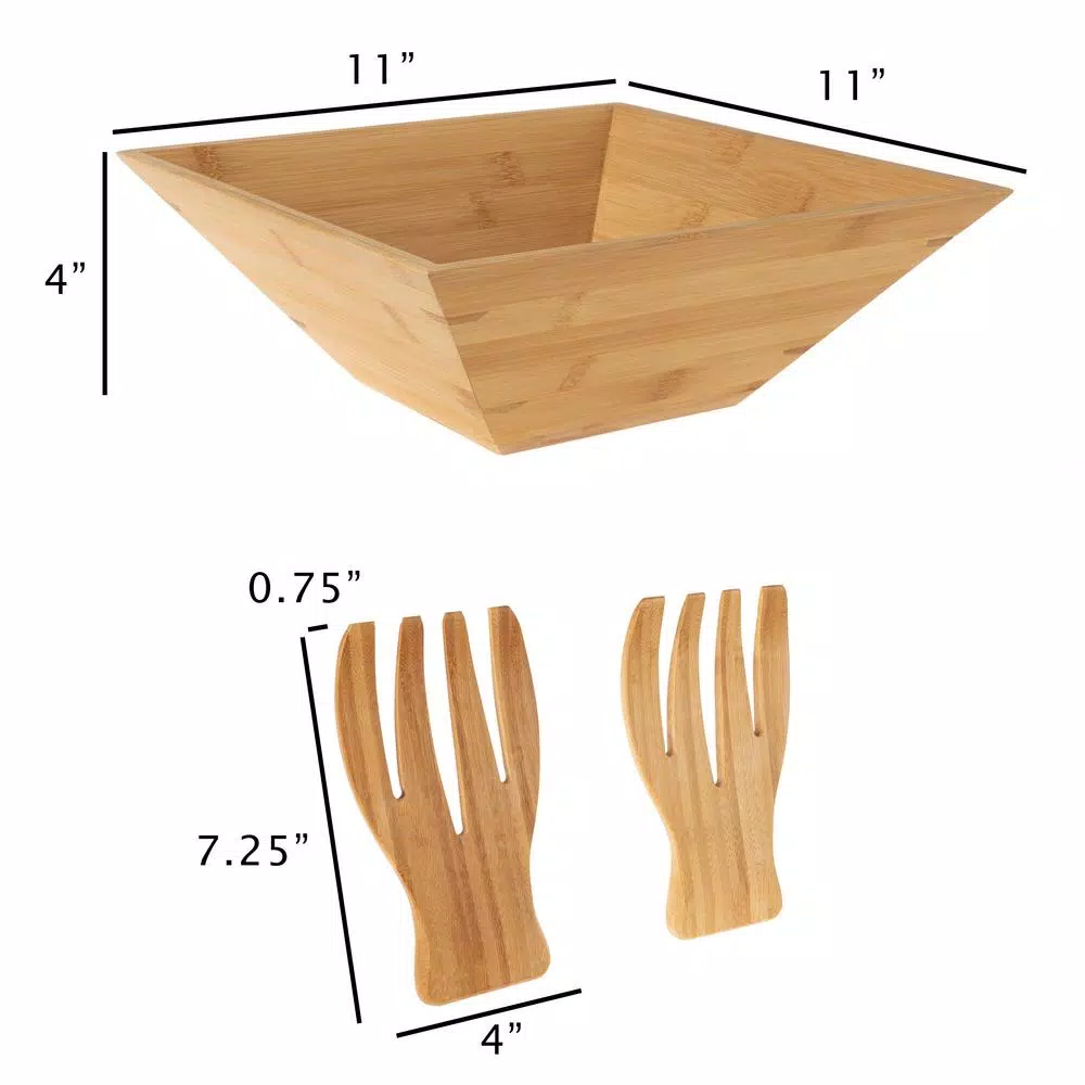 Best reviews of ✨ Classic Cuisine 11 In. Square Bamboo Salad Bowl With Utensils 🌟 4 Best reviews of ✨ Classic Cuisine 11 In. Square Bamboo Salad Bowl With Utensils 🌟 - Image 2